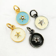 Diamond Sterling Silver Round Star Enamel Charm